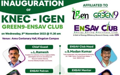 Invitation to participate in the inauguration of IGEN-GREEN9ENSAVCLUB at KINGSTON ENGINEERING COLLEGE,VELLORE.