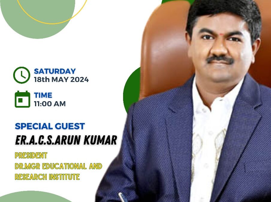 Happy to Welcome our Special Guest Er.A.C.S.Arun Kumar For Release of IGEN Energathon 2024 Program Sechclude Book