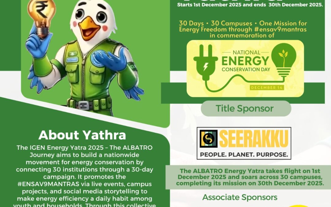 📢 Announcement: IGEN ENERGY Yathra 2025 – The ALBATRO JourneyBe one of the 30 campuses in the ALBATRO Energy Yatra! Contact: 7305858932